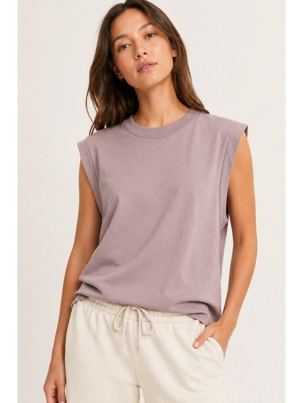 Abercrombie & Fitch Soft Essential Muscle Tank Top Mauve Cotton Size S